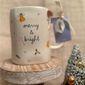 Rae Dunn White Holiday Mug with Festive Design